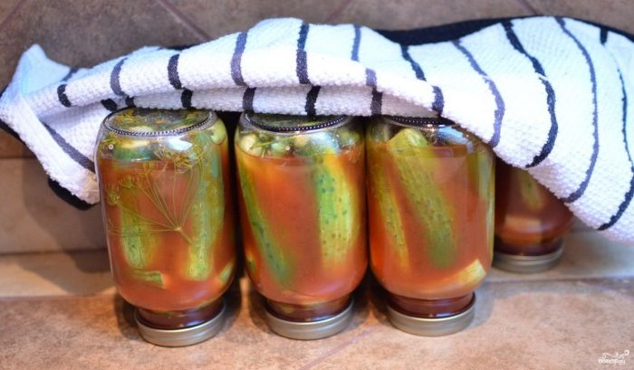 Вкусная и пикантная закуска на зиму – огурцы с кетчупом «Чили»